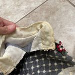 Vtg Floral Embroidered Maxi Dress Mock Neck Lace Ruffle Victorian sm Photo 11