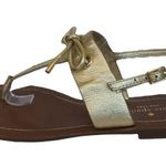 Kate Spade  Sandals Womens 7.5M Flat Metallic Shoes Bow Slingback Summer Gold Photo 1