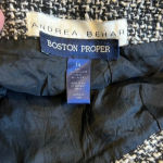 Boston Proper  Tweed  Zippered Mini Skirt Glitter Andrea Behar Black White Gold Photo 3