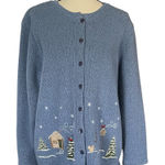 Bonworth Vintage Bon Worth Embroidered Winter Scene Sweater Cardigan. SZ. M Photo 0