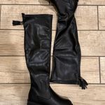 Faux leather knee high boots no zippers slim boots stretchy booties winter shoes Black Size 6.5 Photo 0