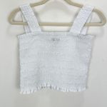 Madewell  Poplin Smocked Tank Top Square Neck Stretch White Cropped Medium NWT Photo 8