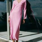 ZARA  maxi midi dress kimono Long Sleeve flowy bottom bohemian pink summer  Photo 8