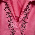 Dress Barn Vintage Pink with Black Embroidered Flowers Kimono Style Wrap Top by Photo 4