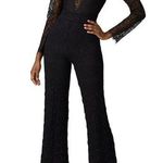 Nightcap Serata Black Lace Long Sleeve V-Neck Flare Leg Jumpsuit Size M Photo 0