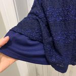 Love Reign Navy Floral Lace Bell Sleeve Dress Photo 3