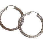 Sterling Silver 925  Diamond Cut Round Hoop Earrings Photo 0