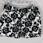 White House | Black Market NWT WHBM Printed Floral Black White Shorts Size 2 Photo 0