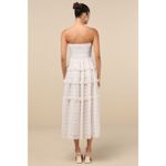 Lulus NWT  Beautiful Sentiments Ivory Floral Strapless Tiered Midi Dress Size XL Photo 2