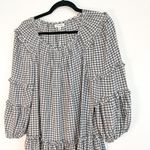 Max Studio B&W Gingham Check Peasant Babydoll Mini Dress Photo 8
