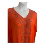 Roaman's Orange Beaded Crinkle Tunic Blouse Plus Size 1X(22/24 Sheer Cover Photo 2
