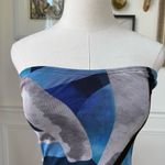 Pretty Little Thing  Mesh Bodycon Midi Tube Dress Blue Abstract 4 Photo 2