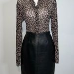 Newport News Women’s Mesh Y2K Leopard Animal Print Pearl Snaps LARGE Photo 1