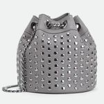 JustFab Franco Dark Gray Studded Crossbody Bucket Bag New With Tags Photo 0