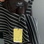 Bardot NWT  black stripe ruffle shoulder dress Photo 8