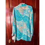 VINTAGE NWT Tess Dress Sz 18 (runs small) Sheer Silk 1/2 Button Paisley Blouse Blue Size L Photo 1