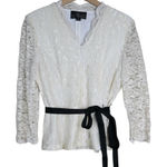 Alex Evenings Women's M White Lace Evening Blouse Photo 0