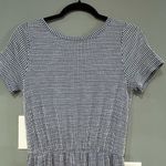 Caution to the Wind  blue white drawstring v-neck jumpsuit size M‎ Photo 2