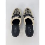 Coach Ruthie Womens Mules Gray Black Fur Trim Monogram Heeled Clogs Sandals US 9 Photo 5