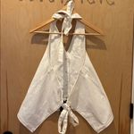 LIONESS REVOLVE Denim Halter Top White Cotton Open Back NWT Size XS Photo 4