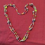 Double strand green silver red purple yellow different size beads necklace EUC Photo 4