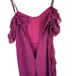 Eilly Bazar Burgundy Maroon Ruffle Cold Shoulder Chiffon Midi Dress Size XL Red Photo 3