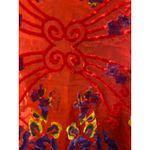 None Burnout Velvet Floral Fringe Shawl Scarf Red Purple Sheer Wrap 100% Silk Photo 9