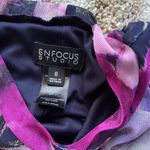 Enfocus Studio Purple floral print longsleeve mesh cocktail midi dress 8 medium Photo 1