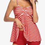 Avidlove NWT! Women’s red/white stripe two piece tankini/shorts Small Photo 0