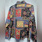 The TOG Womens Patchwork Print‎ Soft Denim Jacket medium Floral colorful cotton Red Photo 3