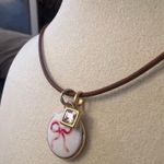 Handmade 18k gold plated Cute Ribbon charm with birthstone rhinestone and wax rope necklace Photo 2