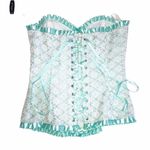 Adore Me Blue Satin Trimmed Lace Corset New Size Medium Photo 1