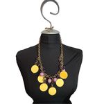 Windy Mink bold yellow and purple bright disc and bead statement necklace Photo 0
