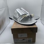 Free People NIB  Mila Minimal Flat Sandal Women's size 7.5 silver  metallic 1407 Photo 1