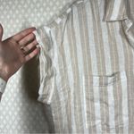 Rails  Tan White Cito Shore‎ Stripe Short Sleeve Linen Top Photo 3