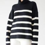NEW Velvet By Jenny Graham Sz Small Encino Sweater Striped Turtleneck Wool Blend Black Photo 3