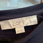 Loft Ann Taylor  Navy Blue Eyelet Cotton Shift Dress Size XS Petite Photo 6