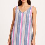 CREMIEUX Multicolor Linen Stripe Sleeveless Dress Size M Blue Size M Photo 0