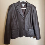 Pendleton Vintage  Leather Blazer Sz‎ Large Chocolate Brown Contrast Stitch Photo 0