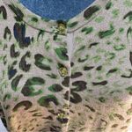 VICTOR ALFARO Green Cardigan Sweater Cotton Silk Wool Cashmere L Animal Print Tan Size L Photo 1