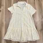 Sincerely Jules White Yellow Striped Tee Shirt Dress Women’s Small Photo 0