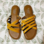Franco Sarto  Graceleigh Mustard Yellow Strappy Sandals Pull On Slides 8 Photo 4