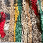 Vintage French Script 80s Satin Brocade Funky Blouse Tan Size 8 Photo 5