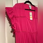 NWT Perfectly Palm Size S Pink Pom Pom Sleeve Pullover Sundress Coverup Photo 5