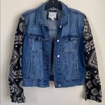 Forever 21  Y2K Denim jacket with Southwest patterned sleeves size small Photo 0