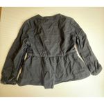 Banana Republic  Womens Small Black Peplum Top linen Cotton Button Front‎ Photo 6