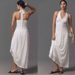 Anthropologie NWT  X Flat White Plunge Slim Maxi Dress White Pace Halter Neck 3X Photo 1