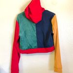 Crop Multicolor Colorful Red Green Yellow Blue Zip Up Hoodie Jacket Size M Photo 1