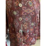 Jane Ashley  Y2K Vintage Bohemian Burgandy Button Up Tapestry Blazer Size Medium Photo 1