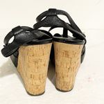 Ash  Womens Size 38/7 Black Leather Strappy Wooden Wedge Sandal Heel Photo 3